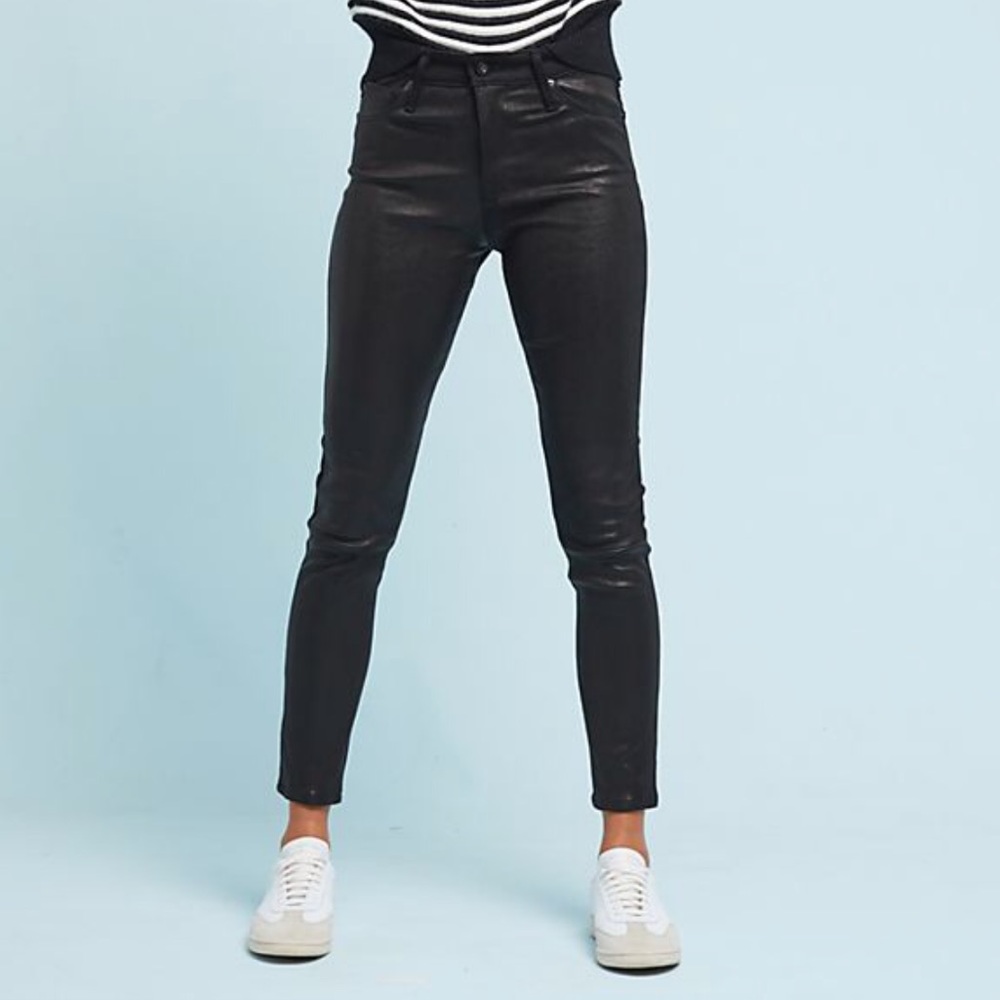 AG Farrah Ankle Skinny Leather Super Black 27 NWOT